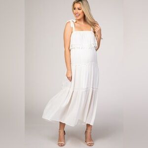 Pinkblush swish dot tie strap maxi dress